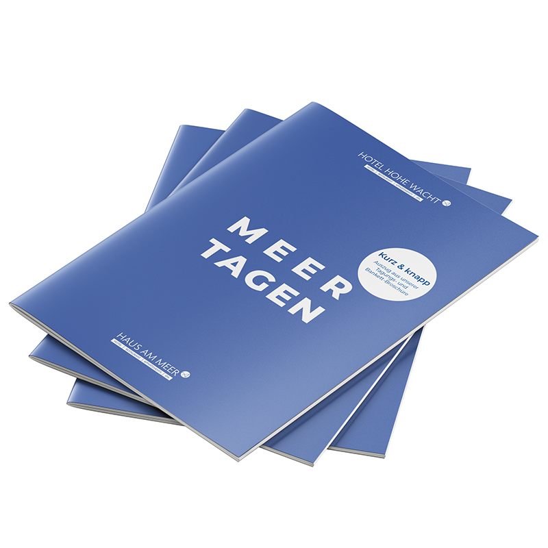 Ansicht Prospekt Titel Kurzbroschüre Meer Tagen, 3 Exemplare übereinander versetzt gelegt
