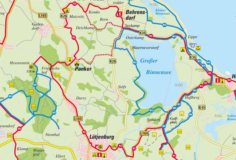 Radfahren Hohwachter Bucht, Kartenausschnitt Radroute R2 an der Howachter Bucht
