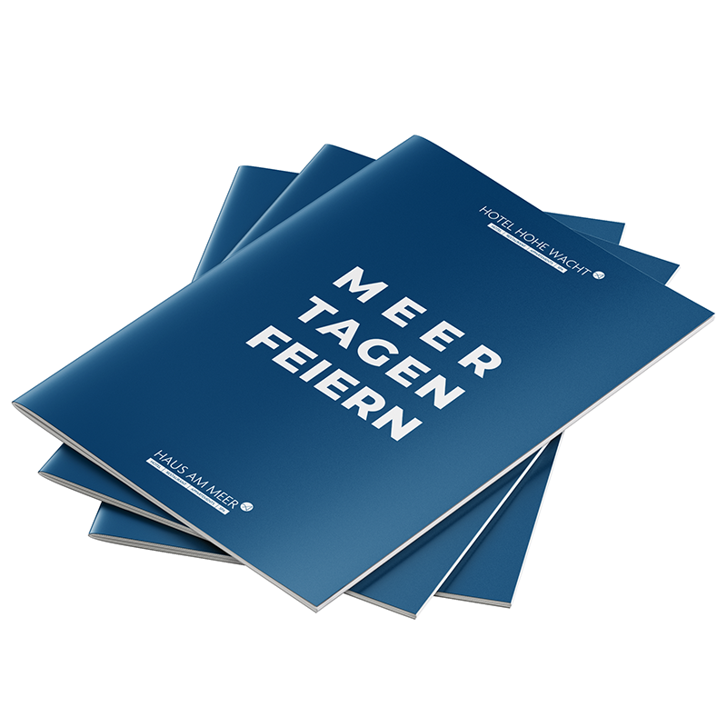 Ansicht Prospekt Titel Broschüre Tagen und Feiern, 3 Exemplare übereinander versetzt gelegt