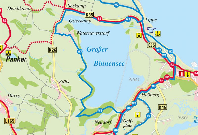 Wandern Howachter Bucht, Kartenausschnitt Wanderroute W3 an der Howachter Bucht