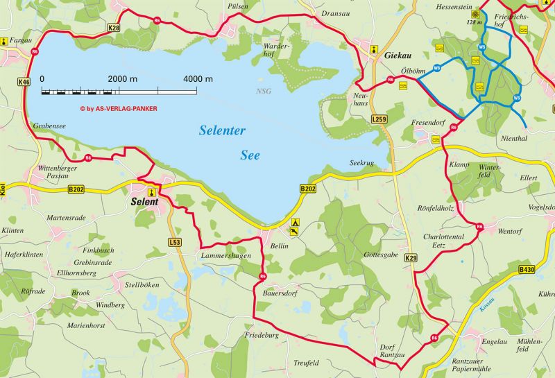 Radfahren Hohwachter Bucht, Kartenausschnitt Radroute R6 an der Howachter Bucht